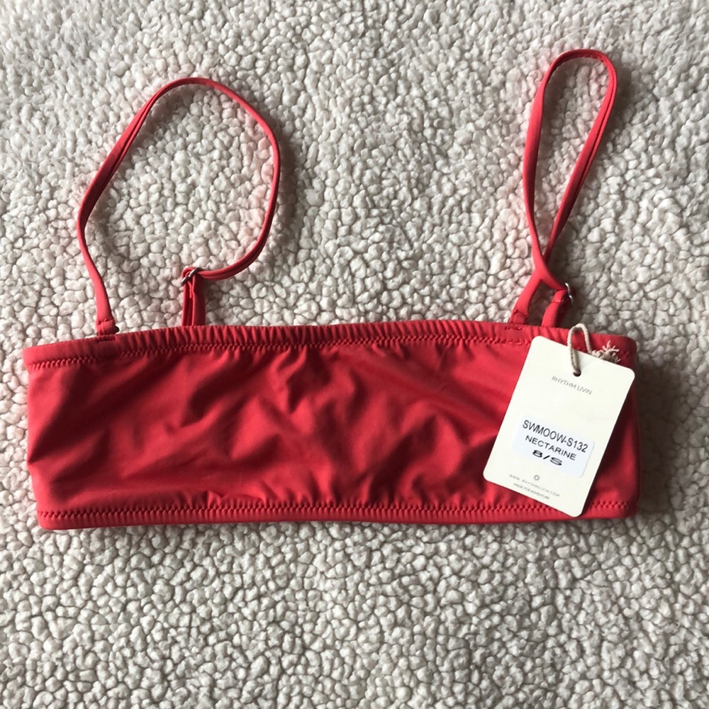 Rhythm coral bandeau bikini top